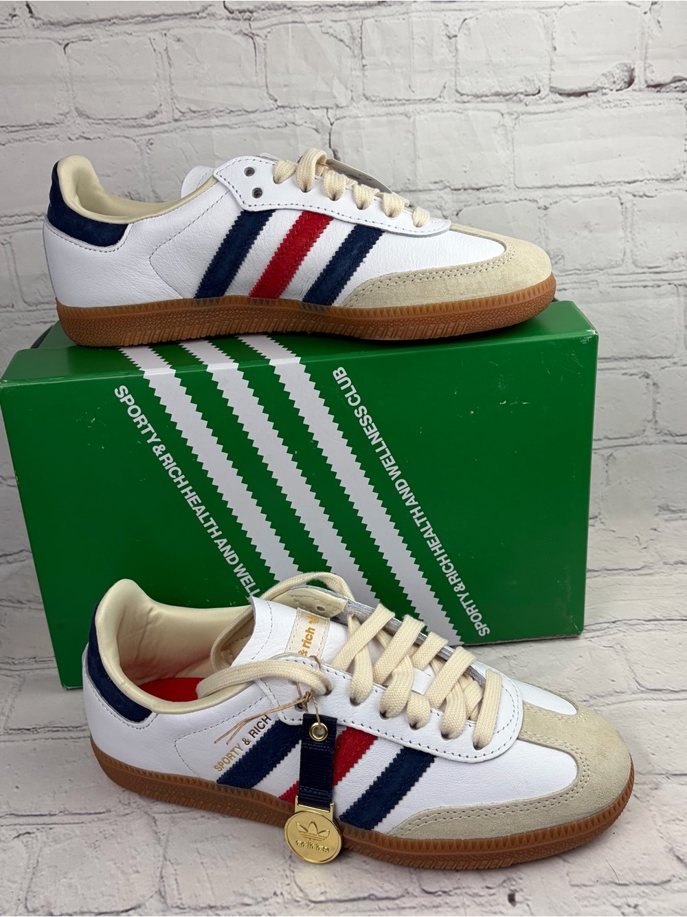 adidas Samba OG Sporty & Rich USA White Night Indigo Red IH8338 Size W5/ M 4